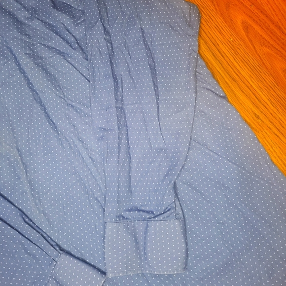 Tommy Hilfiger Men’s Blue White Dotted Button-Down Shirt Large 16 32/33 A87 - Picture 7 of 8